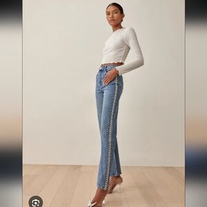 Reformation Crystal High Rise Straight Long Jeans Size 26